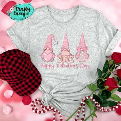 Happy Valentine's Day Pastel Pink Gnomes Tee