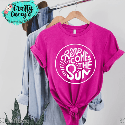 Here Comes The Sun Retro Summer Shirt summer graphic shirt by Crafty Casey’s