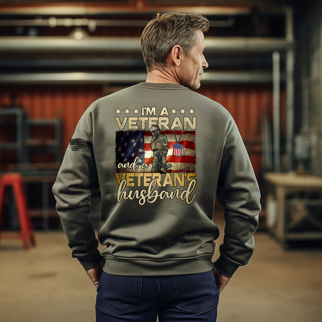 I Am A Veteran & A Veteran's Husband Tee. Crewneck, Hoodie