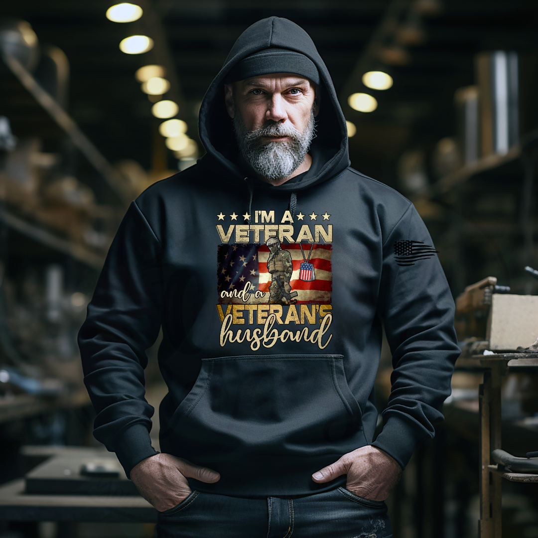 I Am A Veteran & A Veteran's Husband Tee. Crewneck, Hoodie
