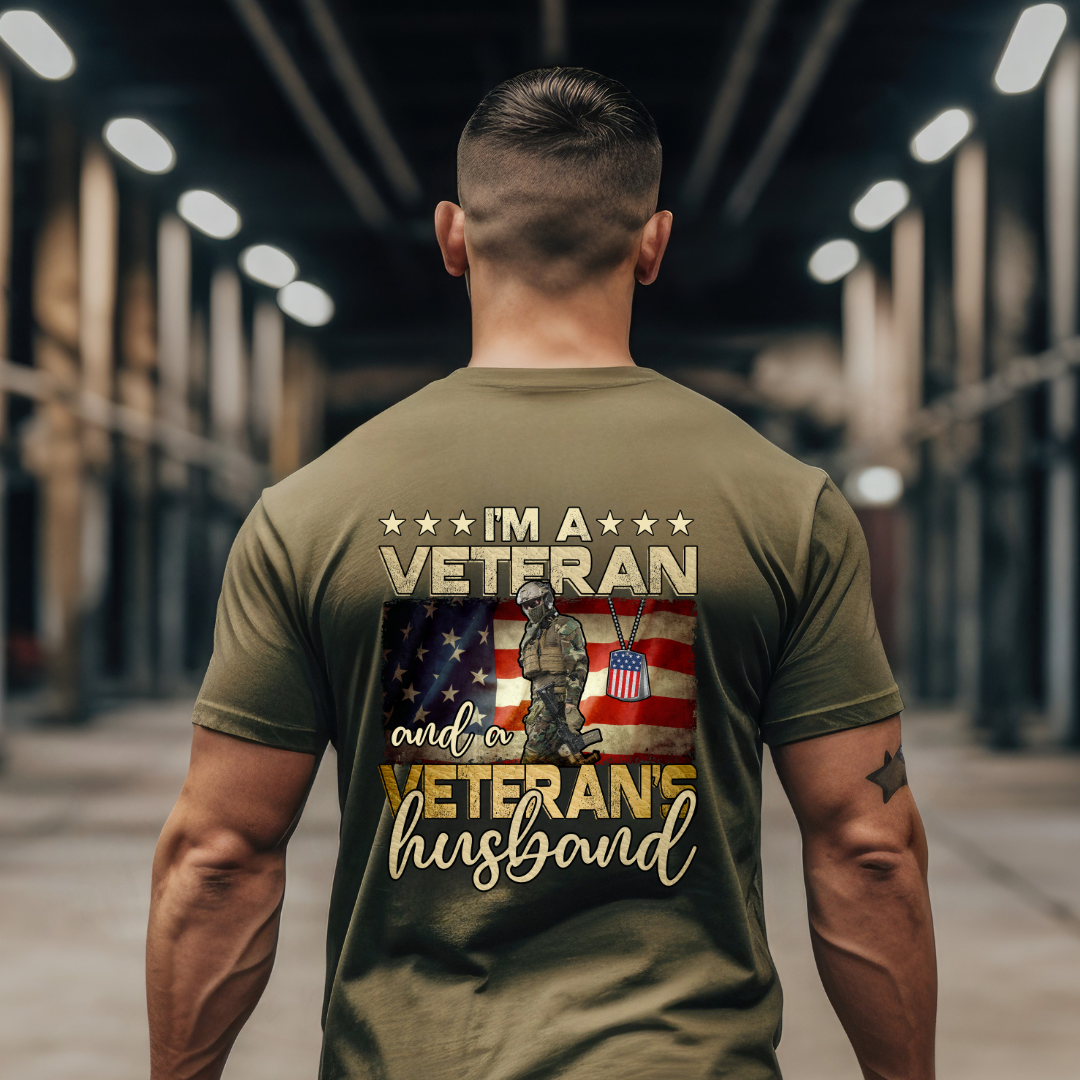 I Am A Veteran & A Veteran's Husband Tee. Crewneck, Hoodie