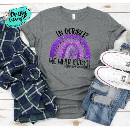 In October We Wear Purple Rainbow- Domestic Violence Awareness Unisex-T-shirt