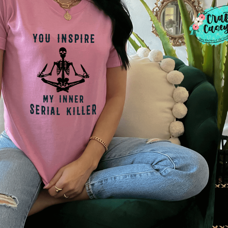 Inner Serial Killer Skeleton Shirt adult funny graphic shirt design by Crafty Casey's