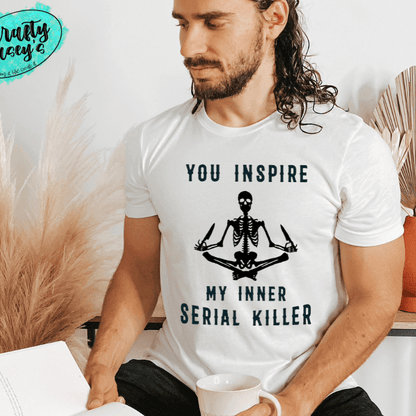 Inner Serial Killer Skeleton Shirt adult funny graphic shirt design by Crafty Casey's