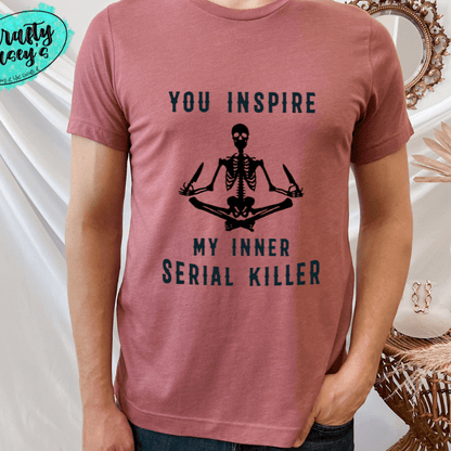 Inner Serial Killer Skeleton Shirt adult funny graphic shirt design by Crafty Casey's