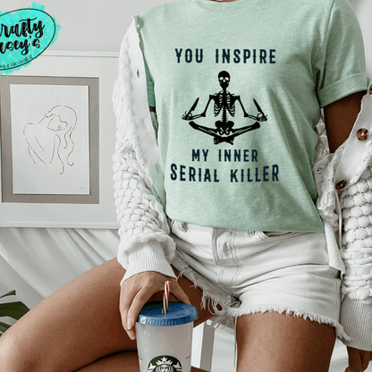 Inner Serial Killer Skeleton Shirt adult funny graphic shirt design by Crafty Casey's