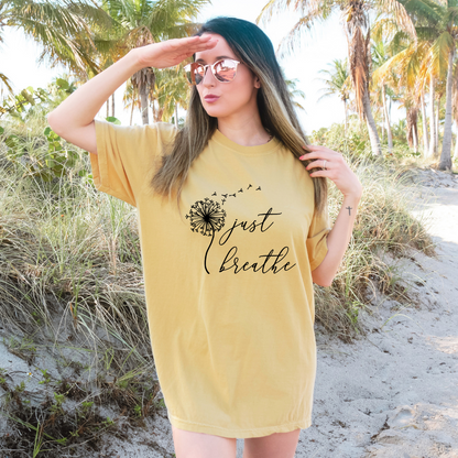 Just Breathe Inspirational Graphic Shirt inspirational motivational spiritual graphic shirt by Crafty Casey’s