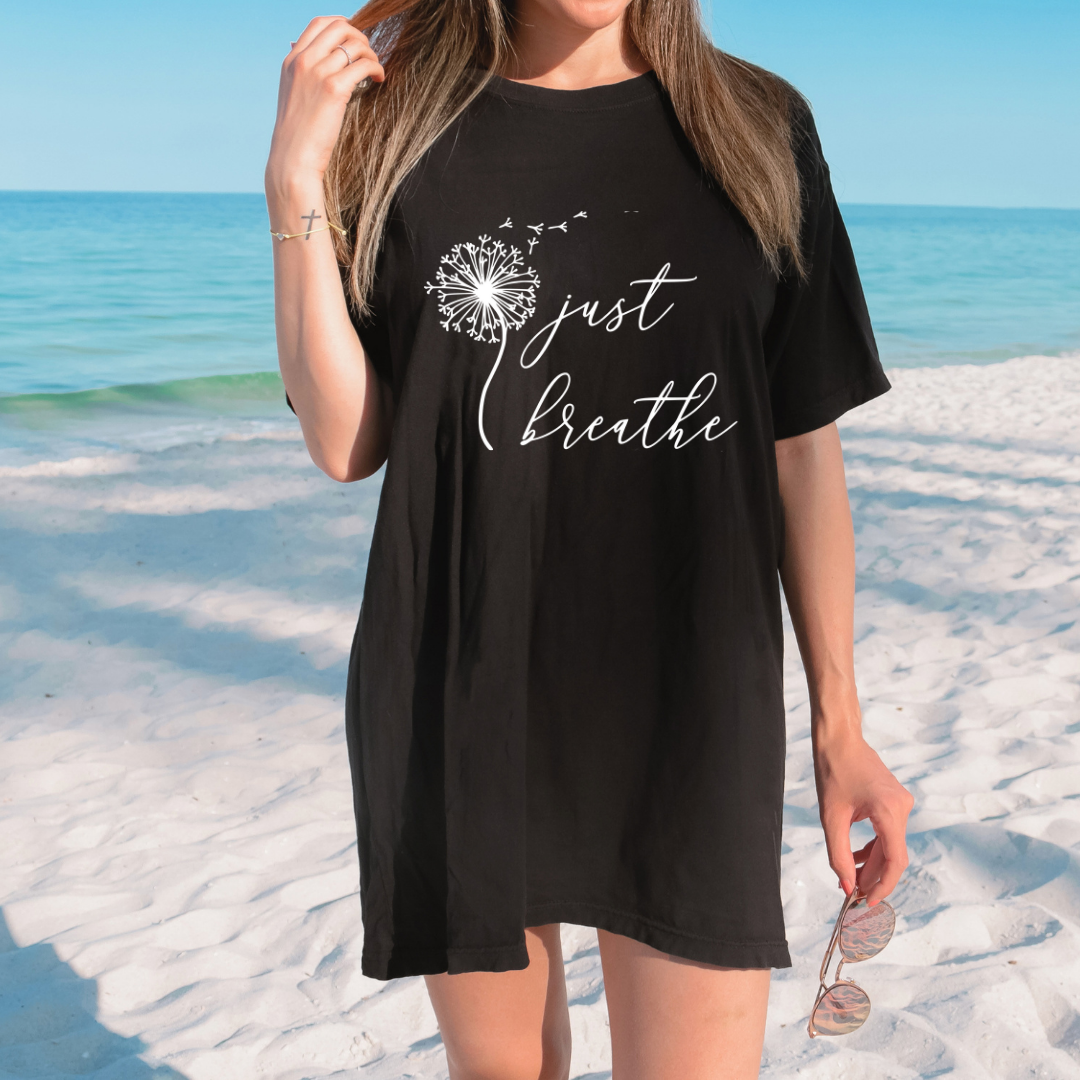 Just Breathe Inspirational Graphic Shirt inspirational motivational spiritual graphic shirt by Crafty Casey’s