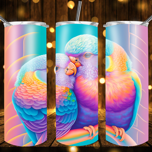 Kissing Parrots Drink Tumbler