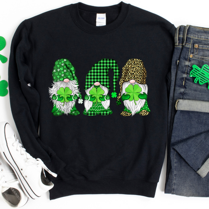 Leopard Cheetah Green Gnomes- Saint Patrick's Sweatshirts