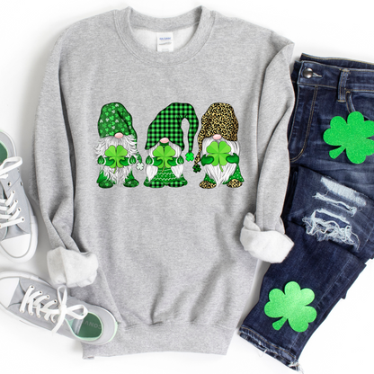 Leopard Plaid Shamrock Green Gnomes St. Pats.. Sweatshirts