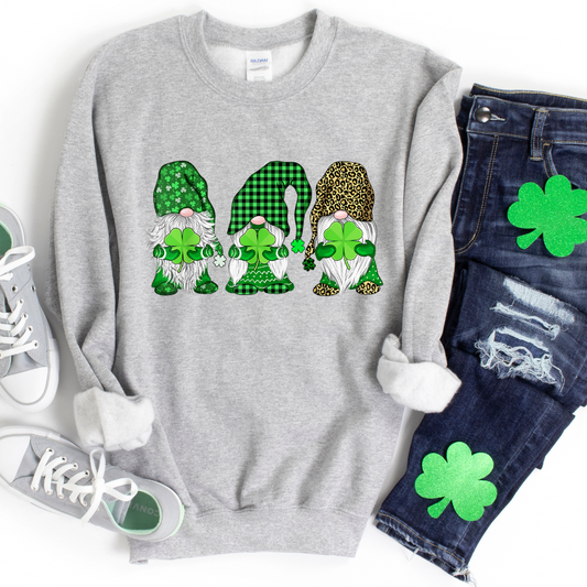 Leopard Plaid Shamrock Green Gnomes St. Pats.. Sweatshirts