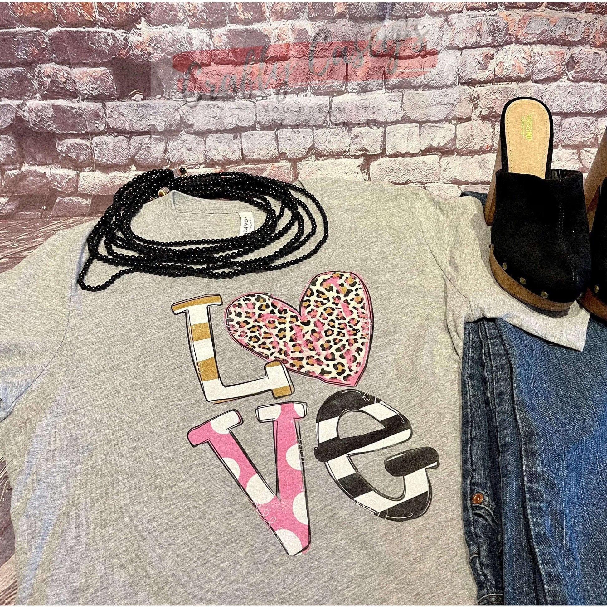 Love Leopard Pink Valentines -Tee
