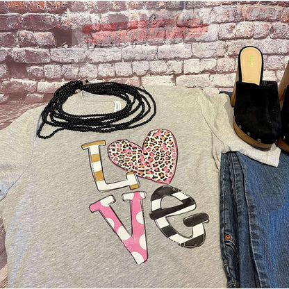Love Leopard Pink Valentines -Tee