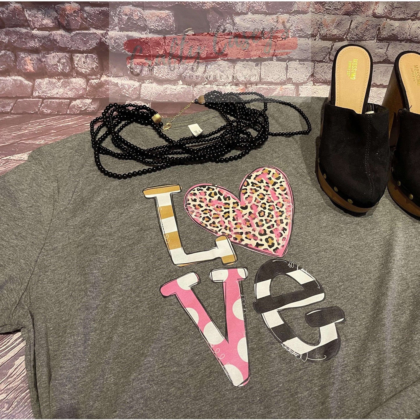 Love Leopard Pink Valentines -Tee