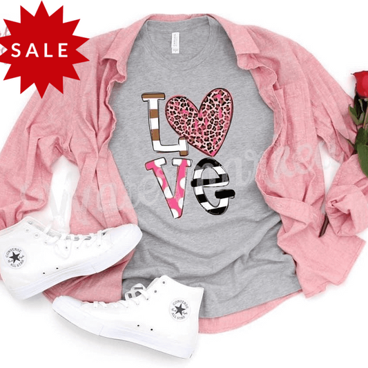 Love Leopard Pink Valentines -Tee