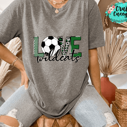 Love The Wildcats Soccer Green Unisex Tee