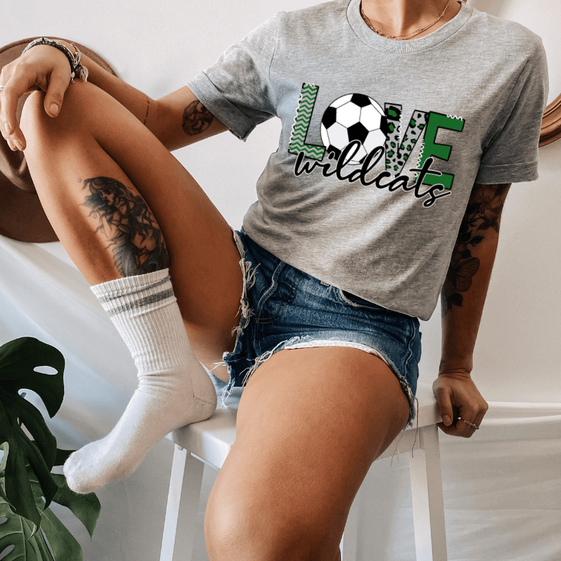 Love The Wildcats Soccer Green Unisex Tee