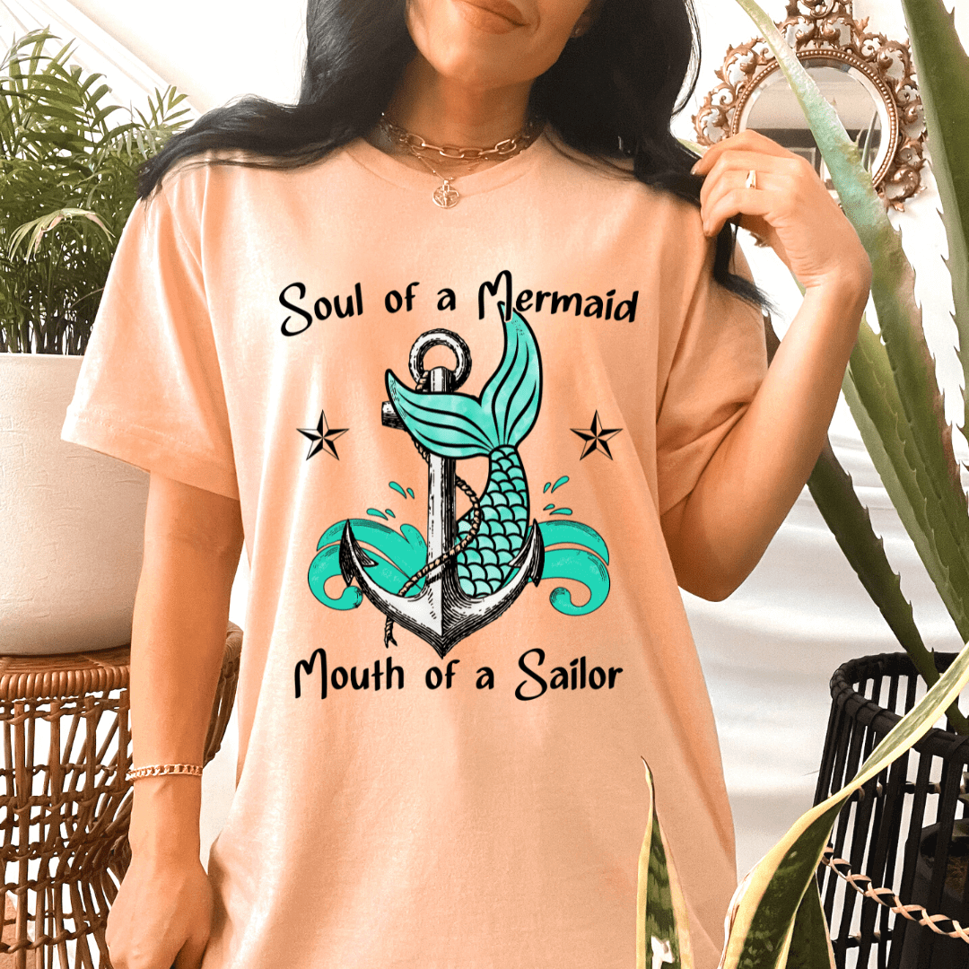 Mermaid Soul Sailor Mouth Shirt animal lover, and adult funny graphic shirt design by Crafty Casey's