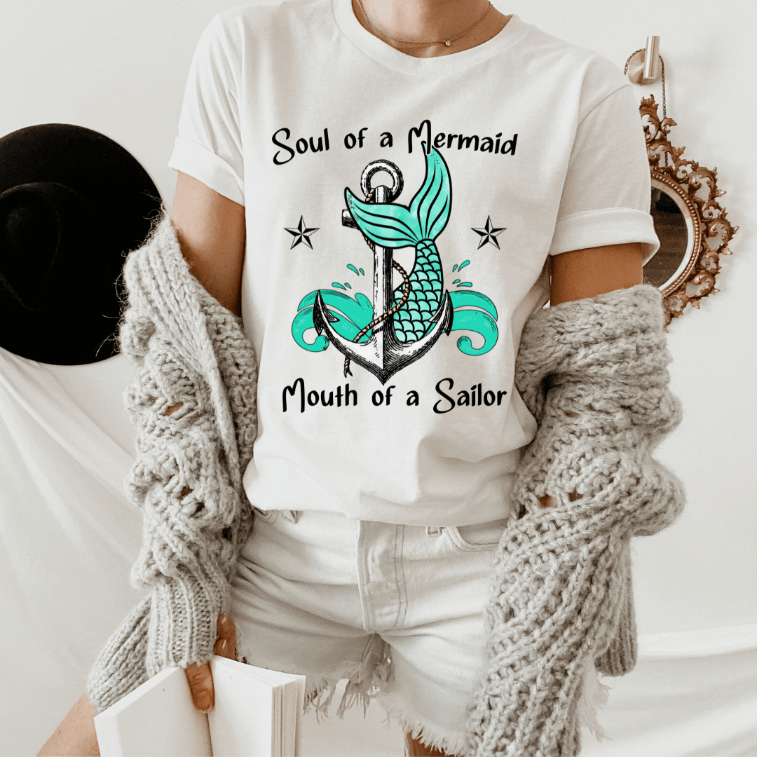 Mermaid Soul Sailor Mouth Shirt animal lover, and adult funny graphic shirt design by Crafty Casey's