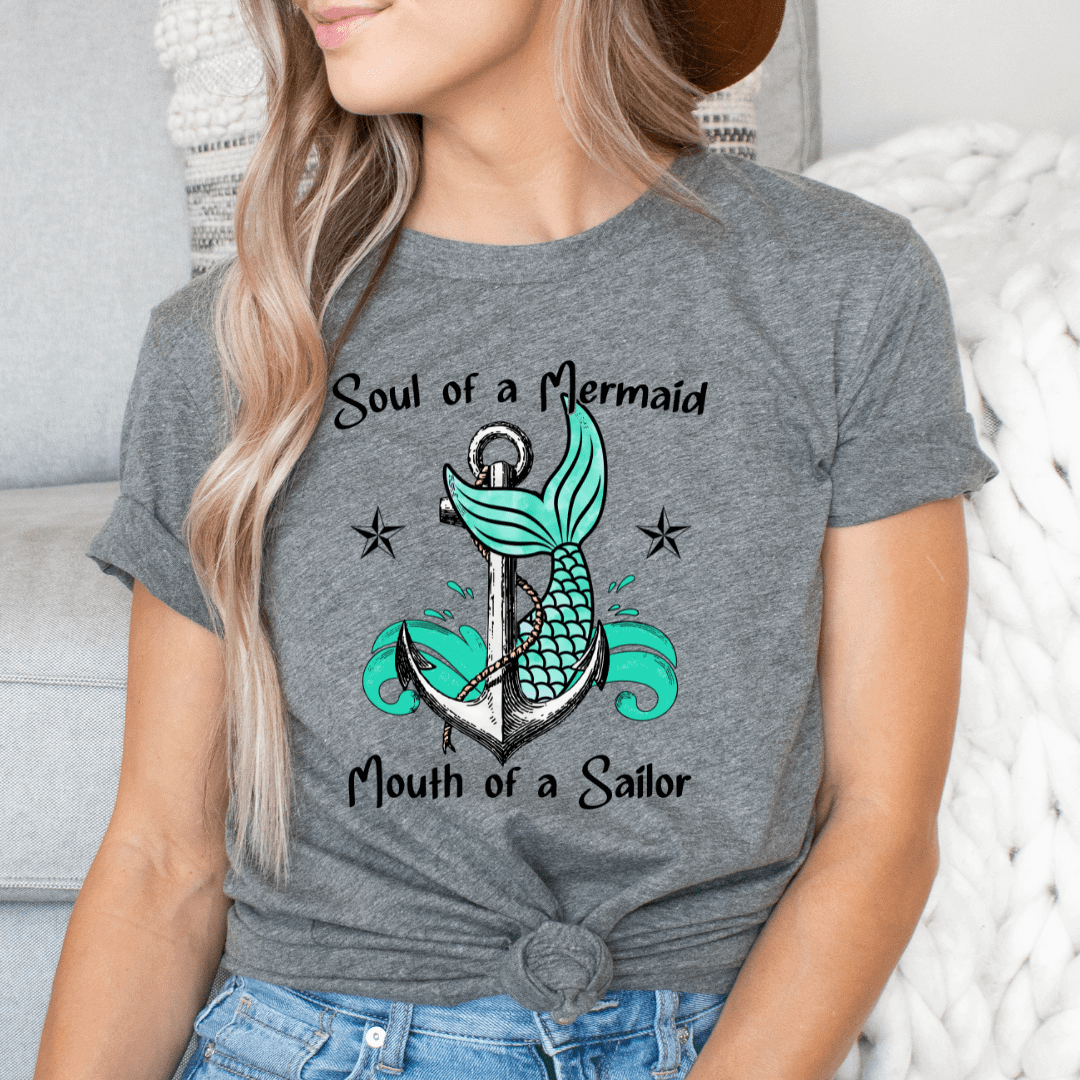 Mermaid Soul Sailor Mouth Shirt animal lover, and adult funny graphic shirt design by Crafty Casey's