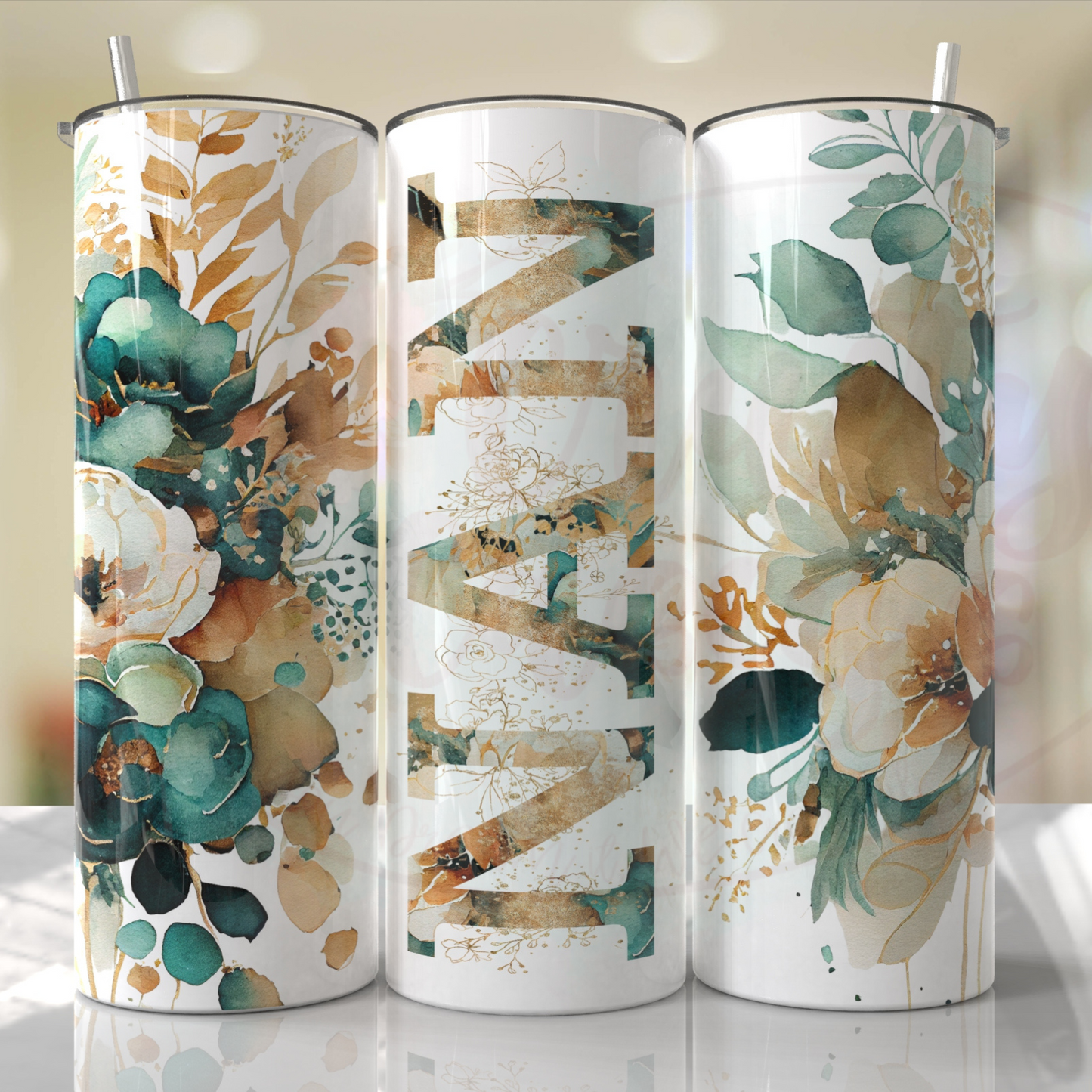 Mom, Grandma, Nanna, Emeral Green Roses Customize W/ Your Favorite Mama Tumbler