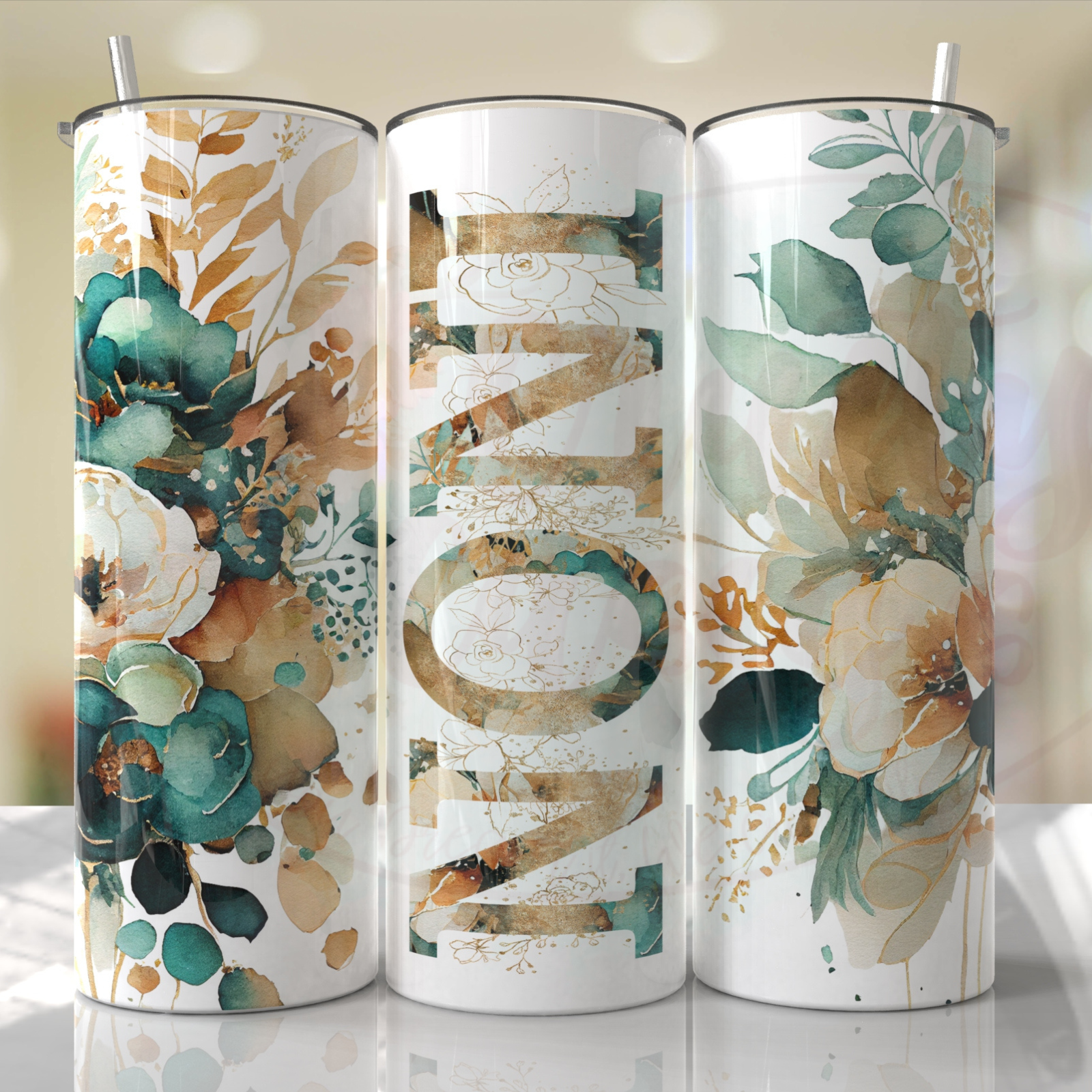 Mom, Grandma, Nanna, Emeral Green Roses Customize W/ Your Favorite Mama Tumbler