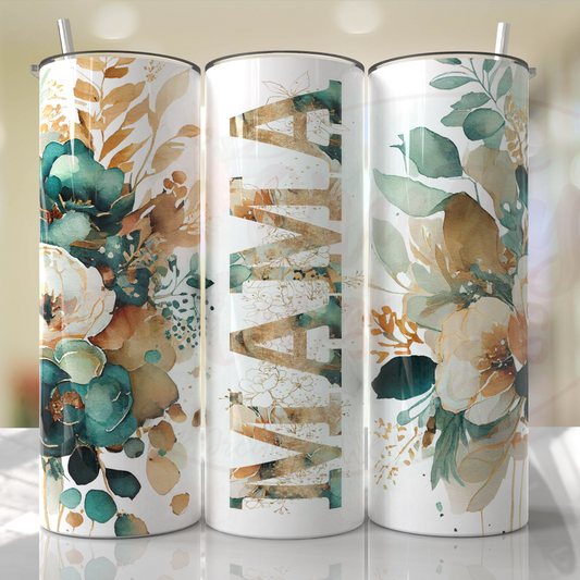 Mom, Grandma, Nanna, Emeral Green Roses Customize W/ Your Favorite Mama Tumbler
