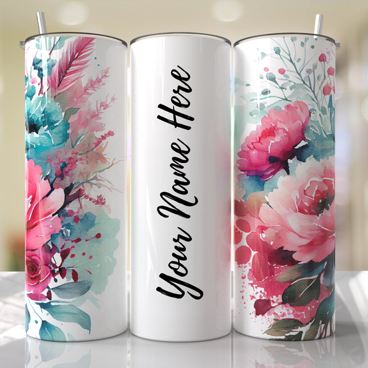 Mom, Grandma, Nanna, Pink Roses Customize With Your Favorite Mama Tumbler