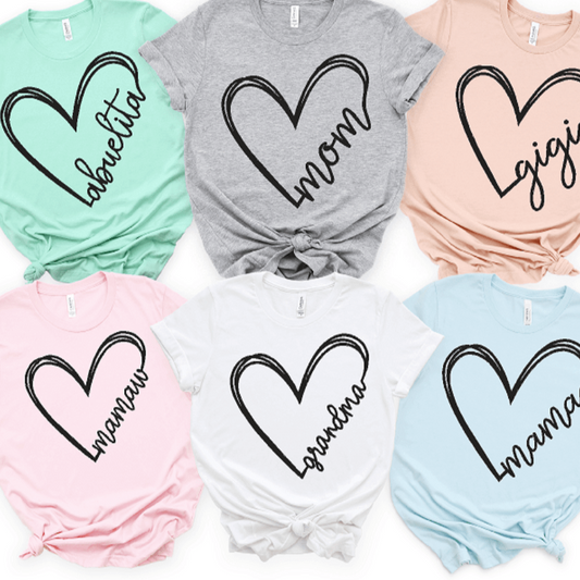 Mom Heart- Personalized-Grandma, Mamma, GIGI