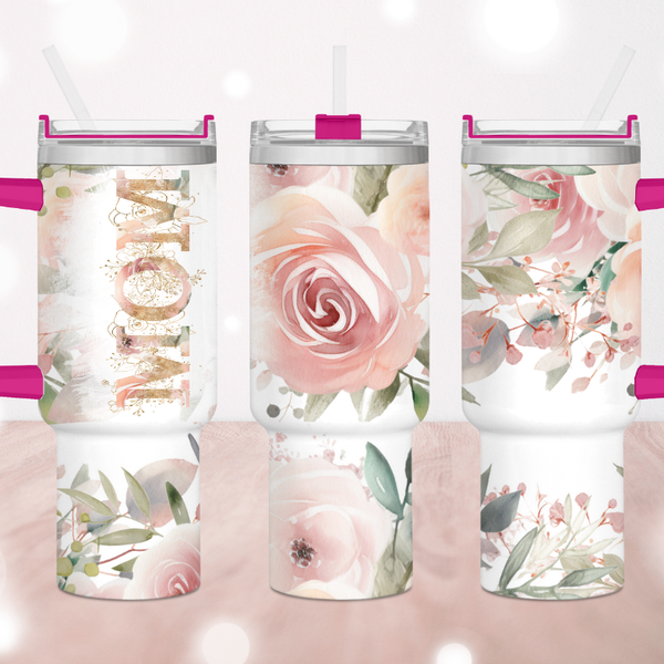 Mom Pink Roses 40 oz. Tumbler