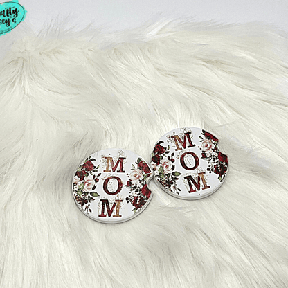 Mom Roses Sandstone Car Coaster