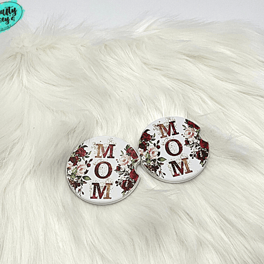 Mom Roses Sandstone Car Coaster