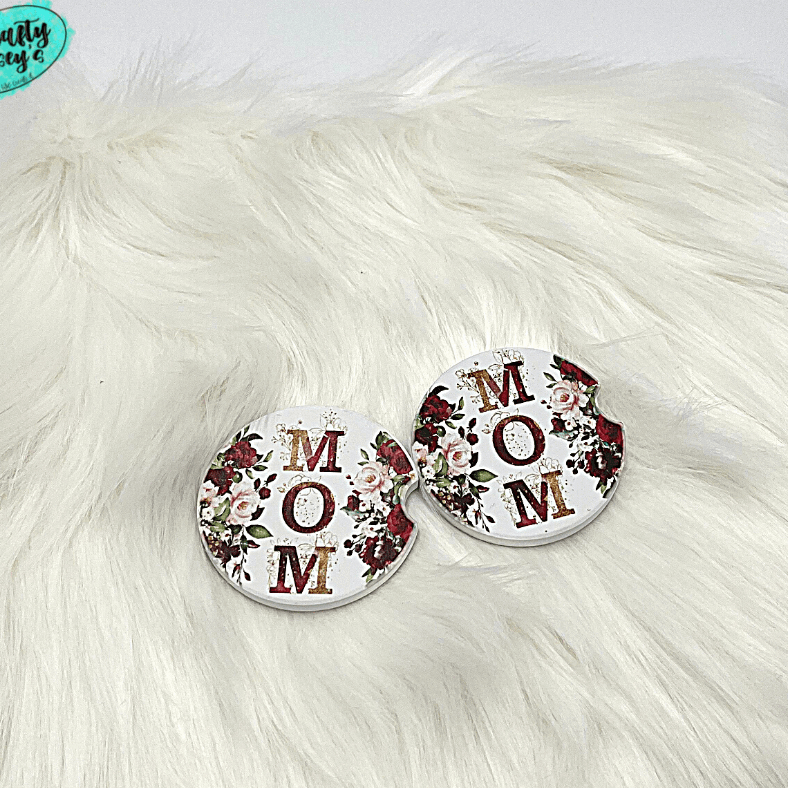 Mom Roses Sandstone Car Coaster