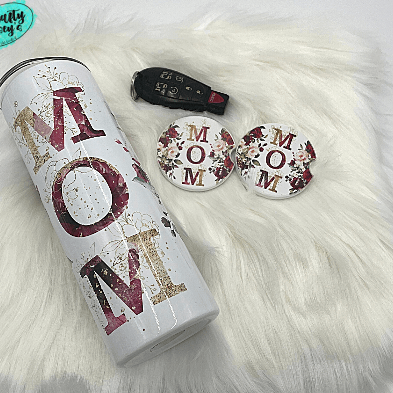 Mom Roses Sandstone Car Coaster