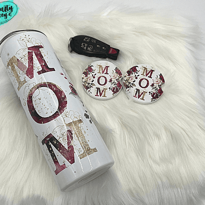 Mom Roses Sandstone Car Coaster