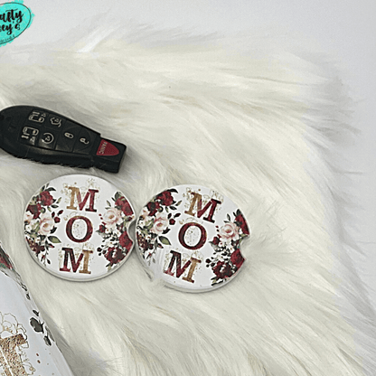 Mom Roses Sandstone Car Coaster