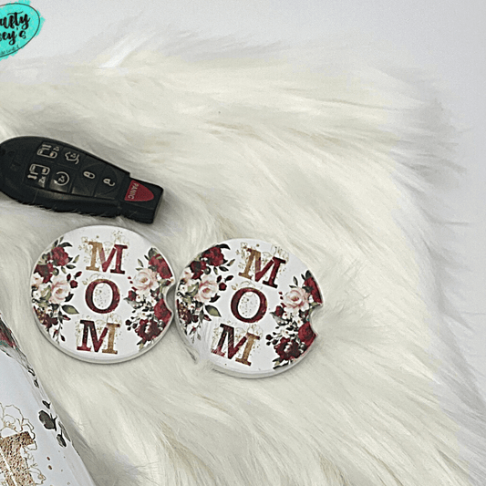 Mom Roses Sandstone Car Coaster