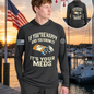 Nautical Salute It’s Your Meds charcoal A4 Cooling Performance Long Sleeve Hooded Tee mockup showing front back placement on marina sunset background