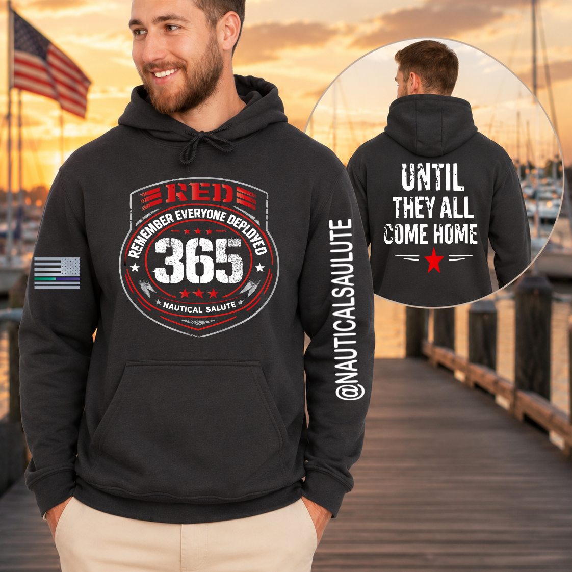 Nautical Salute RED 365 District Perfect Weight Fleece Hoodie