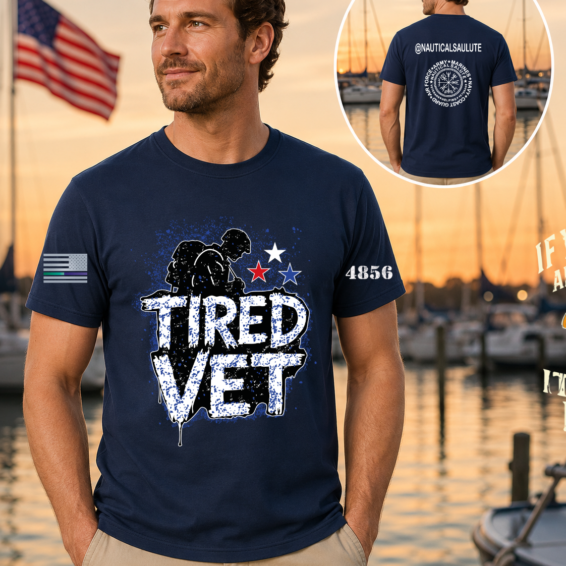 Nautical Salute Tired Vet Blue A4 Cooling Performance Short Sleeve Tee