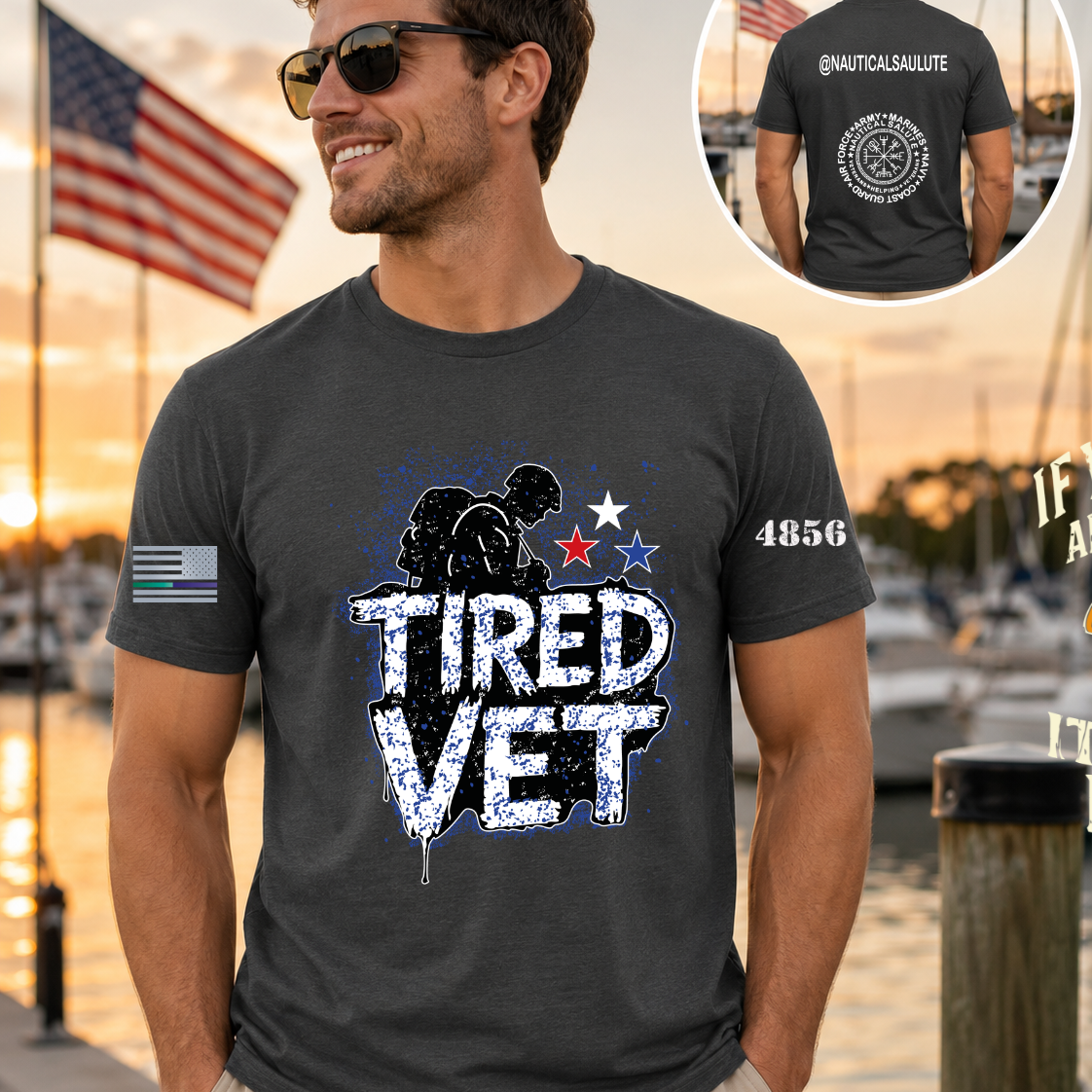 Nautical Salute Tired Vet Blue A4 Cooling Performance Short Sleeve Tee