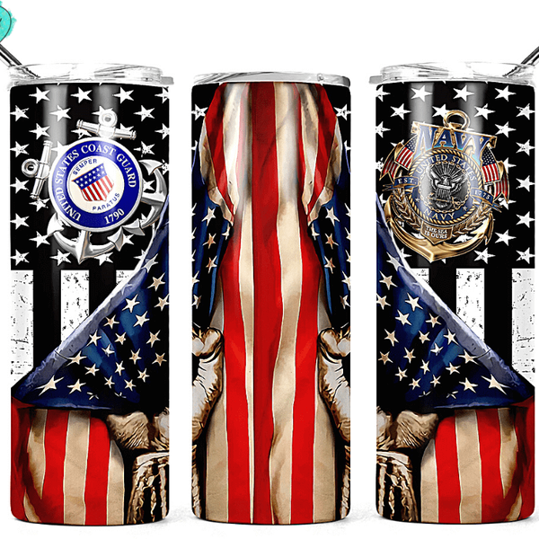 Navy Coast Guard U.S. Flag Tumbler
