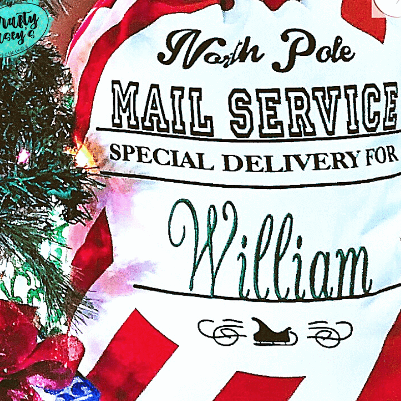 North Candy Cane Mail Service Santa Sack Personalized-Embroidered-Gift Wrapping Bag