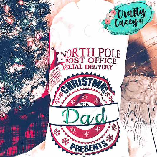 North Pole Delivery Christmas Presents Wreath Santa Sack-Personalized-Embroidered