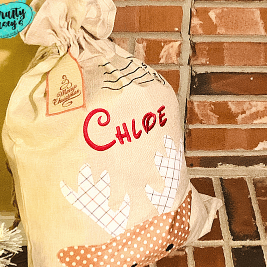 North Pole Express Reindeer Mail Burlap Santa-Sack-Personalized-Embroidered