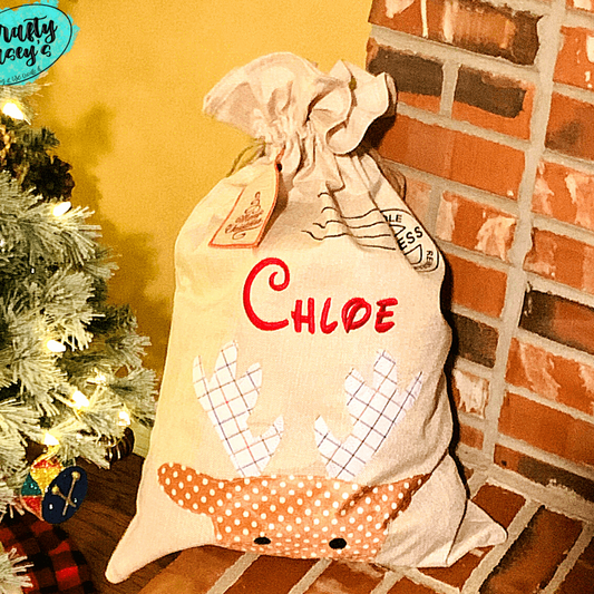 North Pole Express Reindeer Mail Burlap Santa-Sack-Personalized-Embroidered