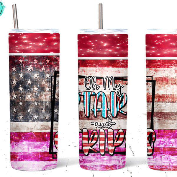 On My Stars & Stripes Vintage 4th Of July Drink Tumbler