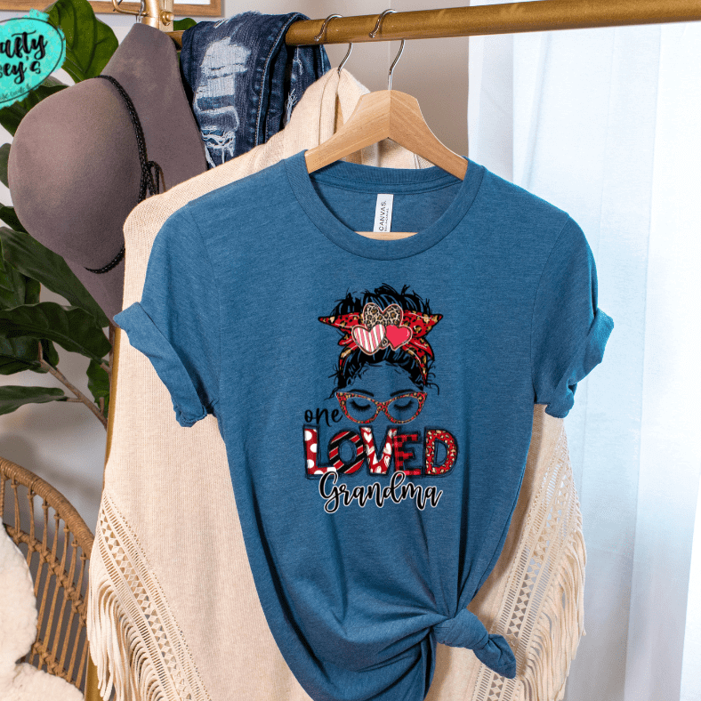 One Loved Grandma Messy Bunn Valentines - Women's Unisex- t-shirt