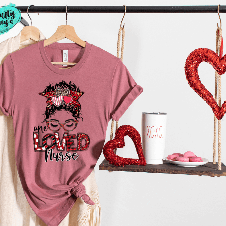 One Loved Nurse Messy Bunn Valentines - Women's Unisex- t-shirt